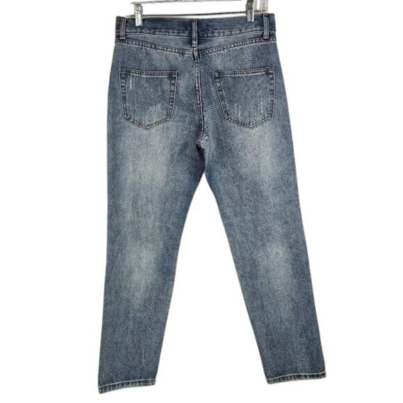 Blank Paige Cotton Jeans Sz L Tapered Leg Distressed Denim Casual High Waist - Picture 2 of 7